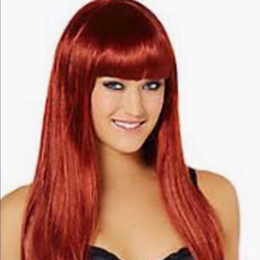 NEW Red Auburn red wig bangs Halloween costume hair